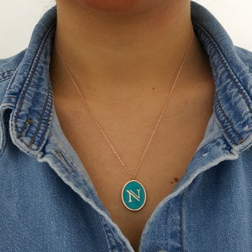 Beelo Silver 925K Gümüş Mineli N Harf Kolye