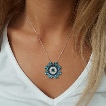 Beelo Silver 925K Gümüş Tasarım Nazar Kolye