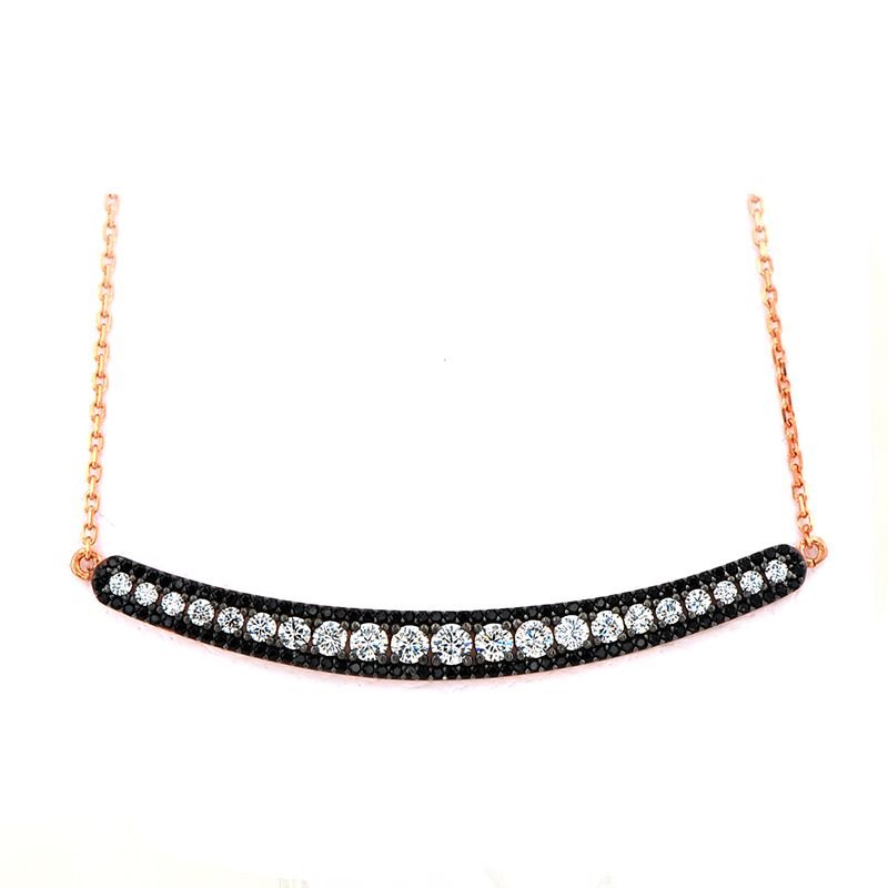 Beelo Silver  Rose 925K Gümüş Siyah Tasarım Kolye