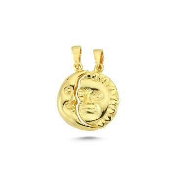 Beelo Gold 14K Altın Ay Güneş Kolye Ucu