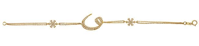 Beelo Gold 14K Altın Taşlı Kar Tanesi Vav Bileklik BGBL041