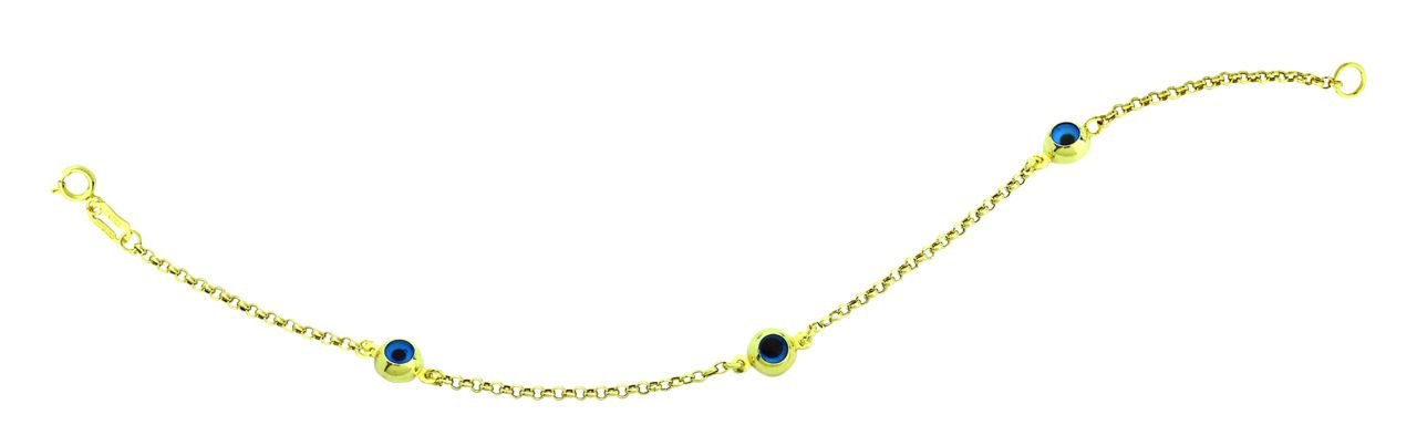 Beelo Gold 14K Altın   Mineli  Nazar  Bileklik