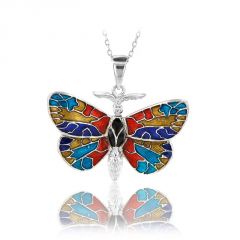 Beelo Gold 14K Beyaz Altın Mineli Kelebek Kolye