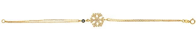 Beelo Gold 14K Altın Taşlı Kar Tanesi Nazar Bileklik 