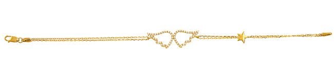 Beelo Gold 14K Altın Taşlı Melek Kanadı Yıldız Bileklik 