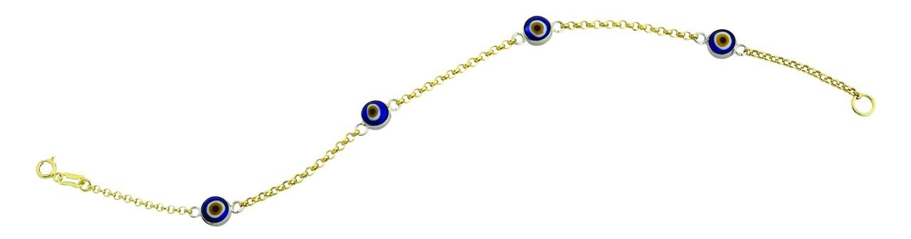Beelo Gold 14K Altın   Mineli  Nazar  Bileklik