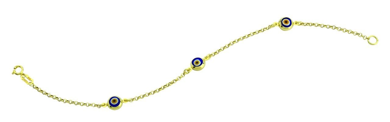 Beelo Gold 14K Altın   Mineli  Nazar  Bileklik