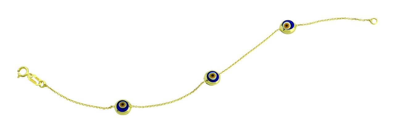 Beelo Gold 14K Altın   Mineli  Nazar  Bileklik
