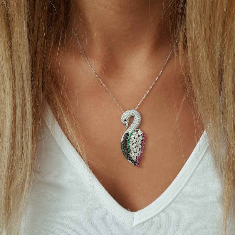 Beelo Silver 925K Gümüş Kuğu Kolye