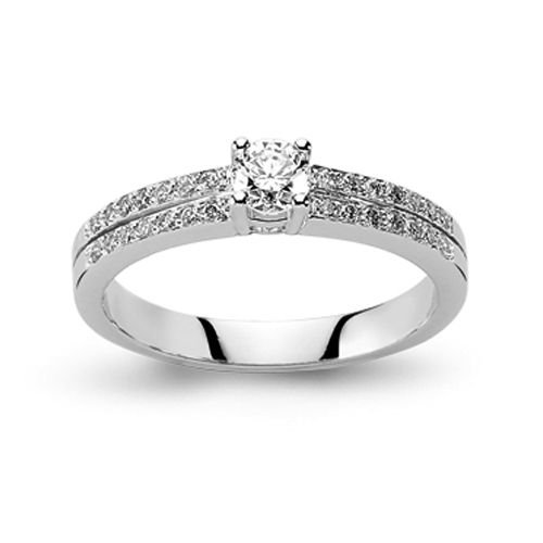 Beelo Gold 18K Beyaz Altın 0.55K Pırlanta Tek Taş Yüzük BGYZ2881