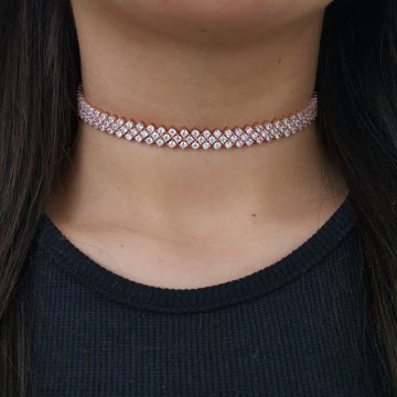 925K Gümüş Abiye  Choker Kolye