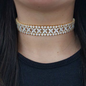925K Gümüş Abiye  Choker Kolye