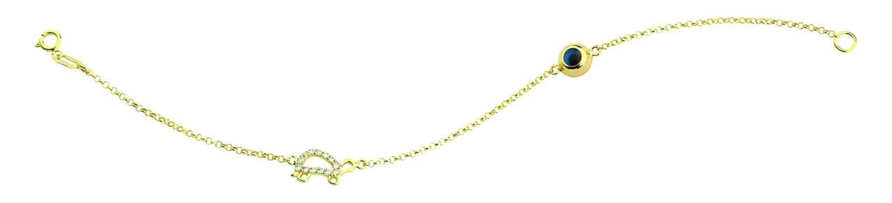 Beelo Gold 14K Altın Kaplumbağ  Mineli  Nazar  Bileklik