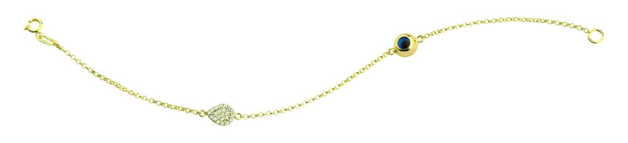 Beelo Gold 14K Altın   Mineli  Nazar  Bileklik
