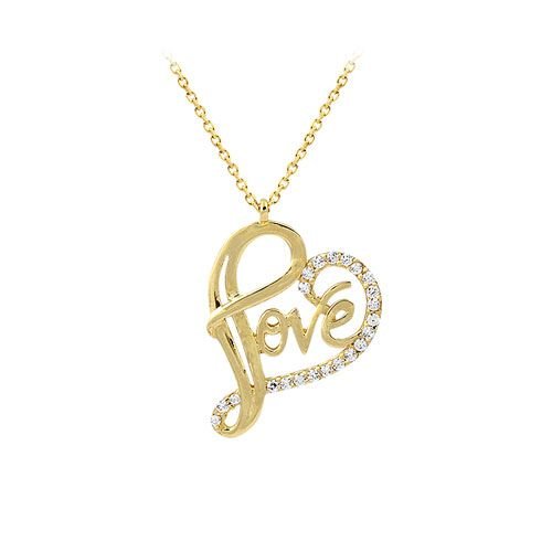 Beelo Gold 14K Altın Taşlı Kalp Love Kolye BGKL129