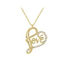 Beelo Gold 14K Altın Taşlı Kalp Love Kolye BGKL129