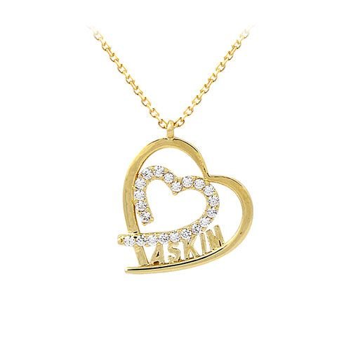Beelo Gold 14K Altın Taşlı Kalp Aşkım Kolye BGKL130