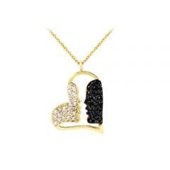 Beelo Gold 14K Altın Taşlı Kalp Sen Ben Kolye BGKL131