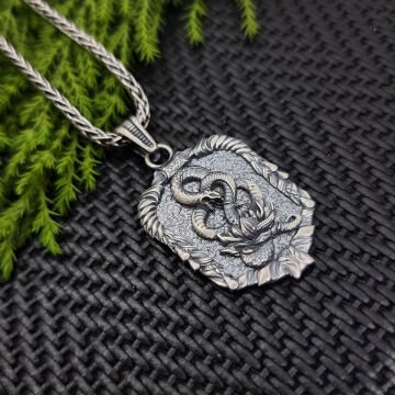 Beelo Silver 925 Ayar Gümüş Lotus Yılan Erkek Kolye
