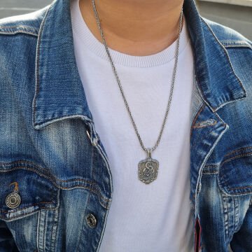 Beelo Silver 925 Ayar Gümüş Lotus Yılan Erkek Kolye