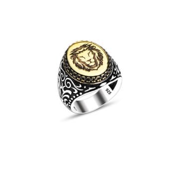 Beelo Silver 925K Gümüş Aslan Erkek Yüzük