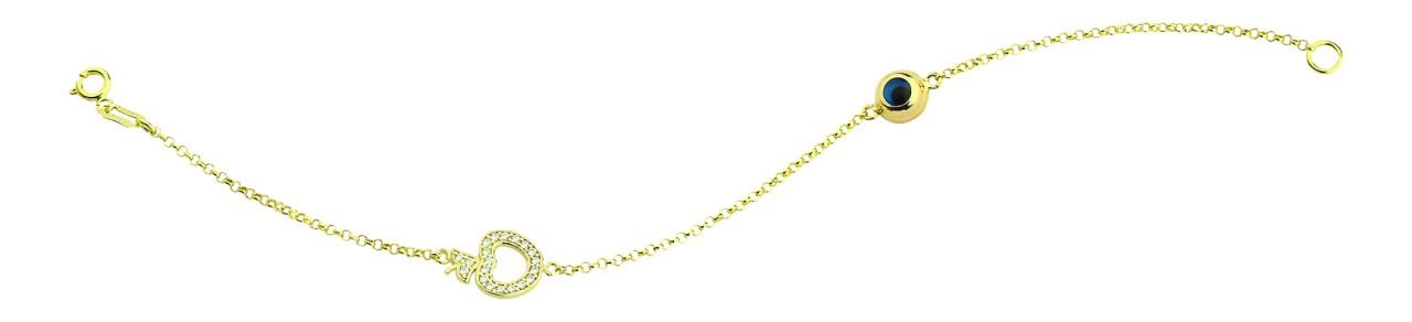 Beelo Gold 14K Altın Elma  Mineli  Nazar  Bileklik