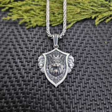 Beelo Silver 925 Ayar Gümüş Aslan Erkek Madalyon Kolye