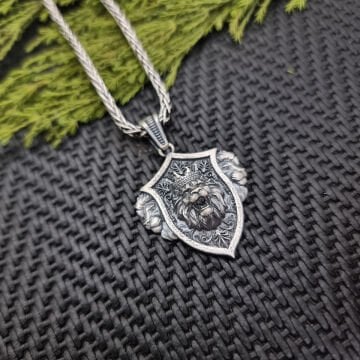 Beelo Silver 925 Ayar Gümüş Aslan Erkek Madalyon Kolye