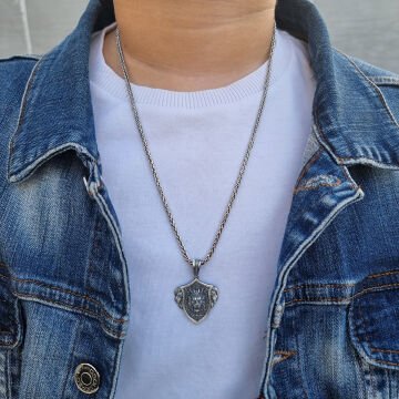 Beelo Silver 925 Ayar Gümüş Aslan Erkek Madalyon Kolye