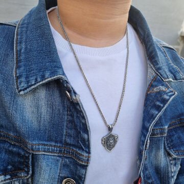 Beelo Silver 925 Ayar Gümüş Aslan Erkek Madalyon Kolye