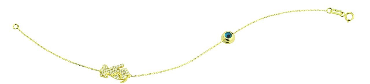 Beelo Gold 14K Altın   Mineli  Nazar  Bileklik