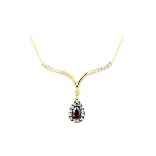 Beelo Gold 14K Altın Taşlı Osmanlı Yakut Kolye BGKL139