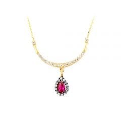 Beelo Gold 14K Altın Taşlı Osmanlı Granat Kolye BGKL141