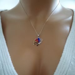 Beelo Gold 14K Beyaz Altın Mineli Kelebek Kolye