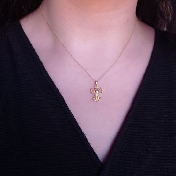 Beelo Gold 14K Altın Melek Peri Kalp Kolye Ucu