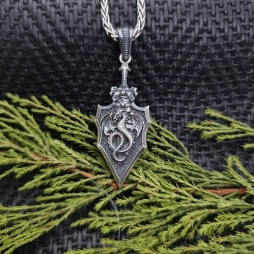 Beelo Silver 925 Ayar Gümüş Ejderha Erkek Madalyon Kolye