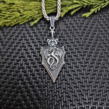 Beelo Silver 925 Ayar Gümüş Ejderha Erkek Madalyon Kolye