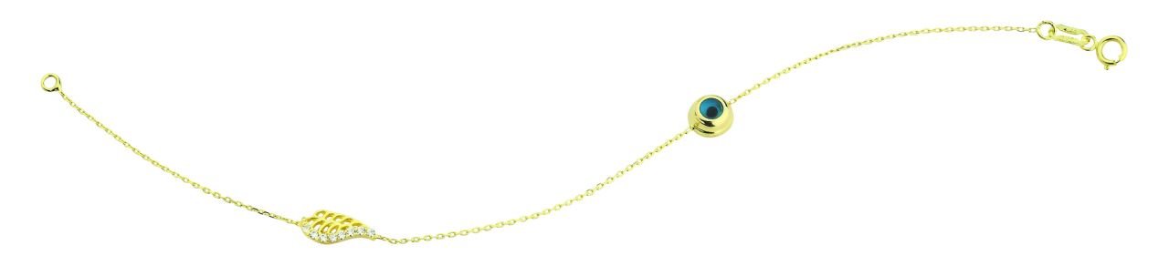 Beelo Gold 14K Altın   Mineli  Nazar  Bileklik