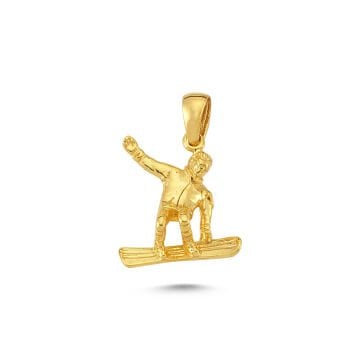 Beelo Gold 14K Altın Snowboarder Kolye Ucu