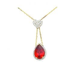 Beelo Gold  14K Altın Renkli Taşlı Kalp Kolye BGGRT005