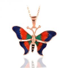 Beelo Gold 14K Rose Altın Mineli Kelebek Kolye