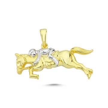 Beelo Gold 14K Altın At ve Jokey Özel Tasarım Kolye Ucu