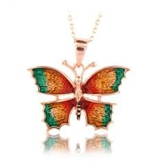 Beelo Gold 14K Rose Altın Mineli Kelebek Kolye