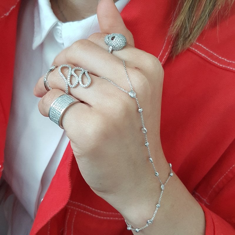 Beelo Silver 925K Gümüş Taşlı Şahmeran Bileklik