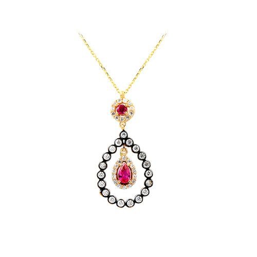 Beelo Gold 14K Altın Yakut Damla Kolye BGKL152