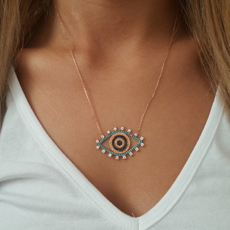 Beelo Silver 925K Gümüş Tasarım Göz Nazar Kolye