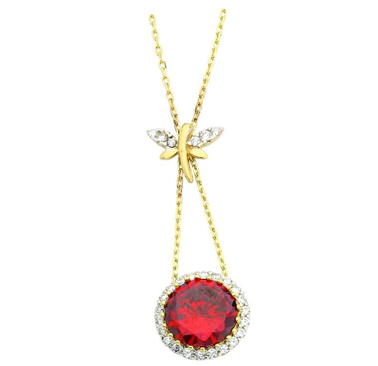 Beelo Gold  14K Altın Renkli Taşlı Yusufcuk Kolye BGGRT010