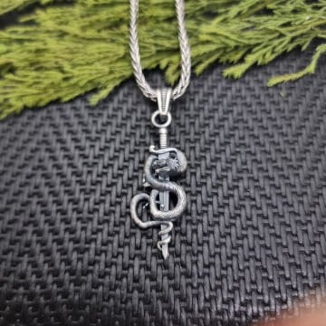 Beelo Silver 925 Ayar Gümüş Ejderha Kılıc Erkek Kolye