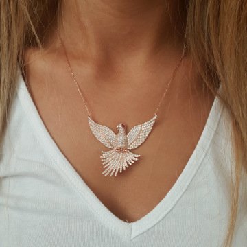 Beelo Silver Gümüş 925K Gümüş Tasarım Kuş Kolye