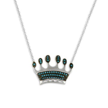 Beelo Silver  925K Gümüş Kral Tacı Turkuaz Kolye